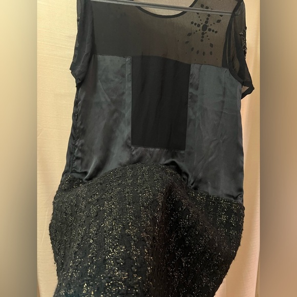 ANIMALE black 100% silk and wool dress with beaded and sheer upper size 38 - Picture 10 of 10